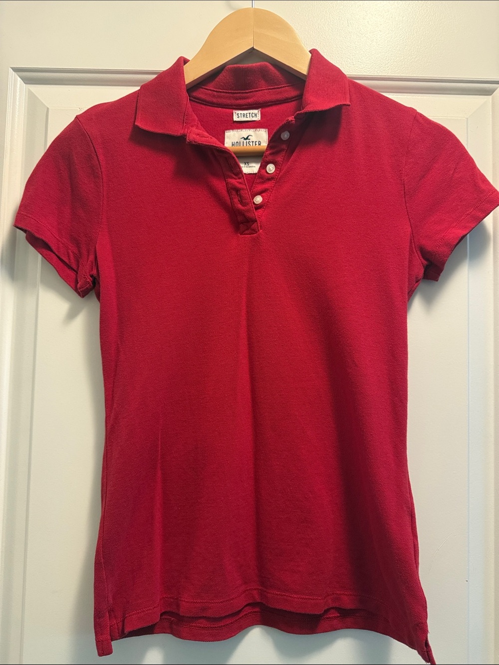 Hollister Red Short-Sleeve Polo Shirt